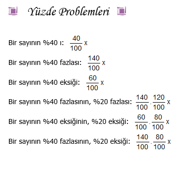 Yüzde Kar Zarar Problemleri Formülü